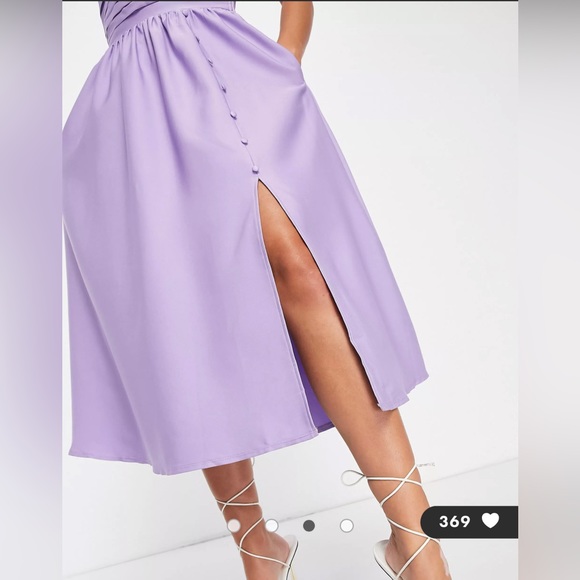 Little Mistress bandeau flare dress in lilac - Picture 4 of 9